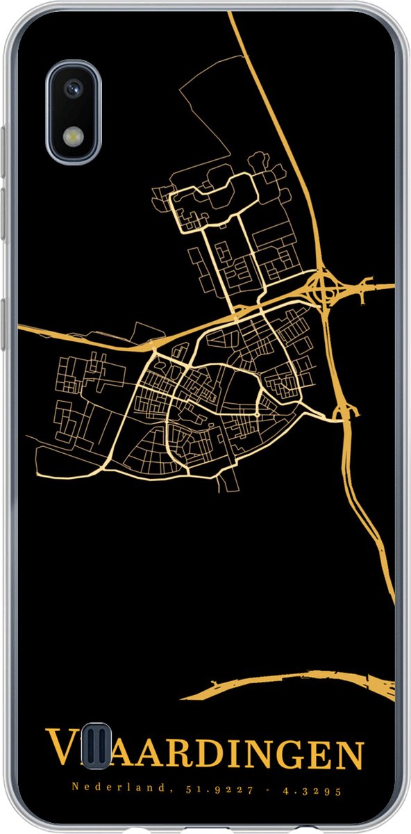 Telefoonhoesje Geschikt voor Samsung Galaxy A10 hoesje - Vlaardingen - Kaart - Goud - Siliconen Telefoonhoesje Telefoonhoesje