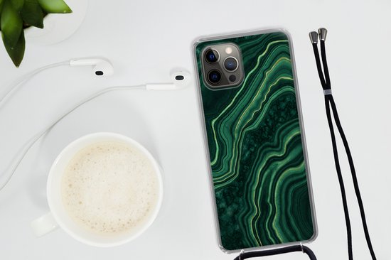 Coque avec cordon iPhone 13 Pro - Imprimé marbré - Zwart - Motifs - Siliconen - Bandoulière - Coque arrière avec cordon - Coque pour téléphone avec cordon - Coque avec corde