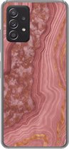 Geschikt voor Samsung galaxy a73 hoesje - Marmer print - Roze - Goud - Siliconen Telefoonhoesje