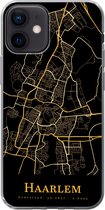 Geschikt voor iPhone 12 hoesje - Haarlem - Kaart - Goud - Siliconen Telefoonhoesje