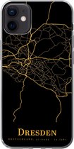 Geschikt voor iPhone 12 mini hoesje - Dresden - Kaart - Goud - Siliconen Telefoonhoesje