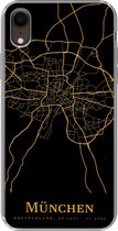 Geschikt voor iPhone XR hoesje - München - Kaart - Gold - Siliconen Telefoonhoesje