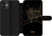 Bookcase Geschikt voor iPhone 12 Pro telefoonhoesje - Oss - Kaart - Black and gold - Met vakjes - Wallet case met magneetsluiting