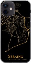 Geschikt voor iPhone 12 hoesje - Seraing - Kaart - Goud - Siliconen Telefoonhoesje