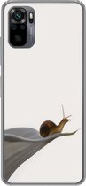 Geschikt voor Xiaomi Redmi Note 10 hoesje - Slak - Lelie - Grijs - Siliconen Telefoonhoesje