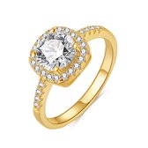 Twice As Nice Ring in 18kt verguld zilver, afgeronde vierkant, zirkonia, kleine zirkonia  52