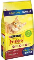 FRISKIES Rund-, kip- en groentekroketten - Voor volwassen katten - 7,5 kg + 1,5 kg gratis