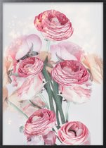 Poster Met Zwarte Lijst - Pastel Boterbloemen Poster