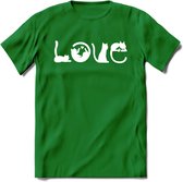 Cat Love - Katten T-Shirt Kleding Cadeau | Dames - Heren - Unisex | Kat / Dieren shirt | Grappig Verjaardag kado | Tshirt Met Print | - Donker Groen - XL
