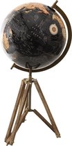 Clayre & Eef Globe 28x26x55 cm Noir Bois Métal Globe terrestre