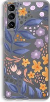 Case Company® - Samsung Galaxy S21 hoesje - Flowers with blue leaves - Soft Cover Telefoonhoesje - Bescherming aan alle Kanten en Schermrand