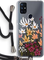 Case Company® - OnePlus Nord N10 5G hoesje met Koord - Painted wildflowers - Telefoonhoesje met Zwart Koord - Bescherming aan alle Kanten en Over de Schermrand