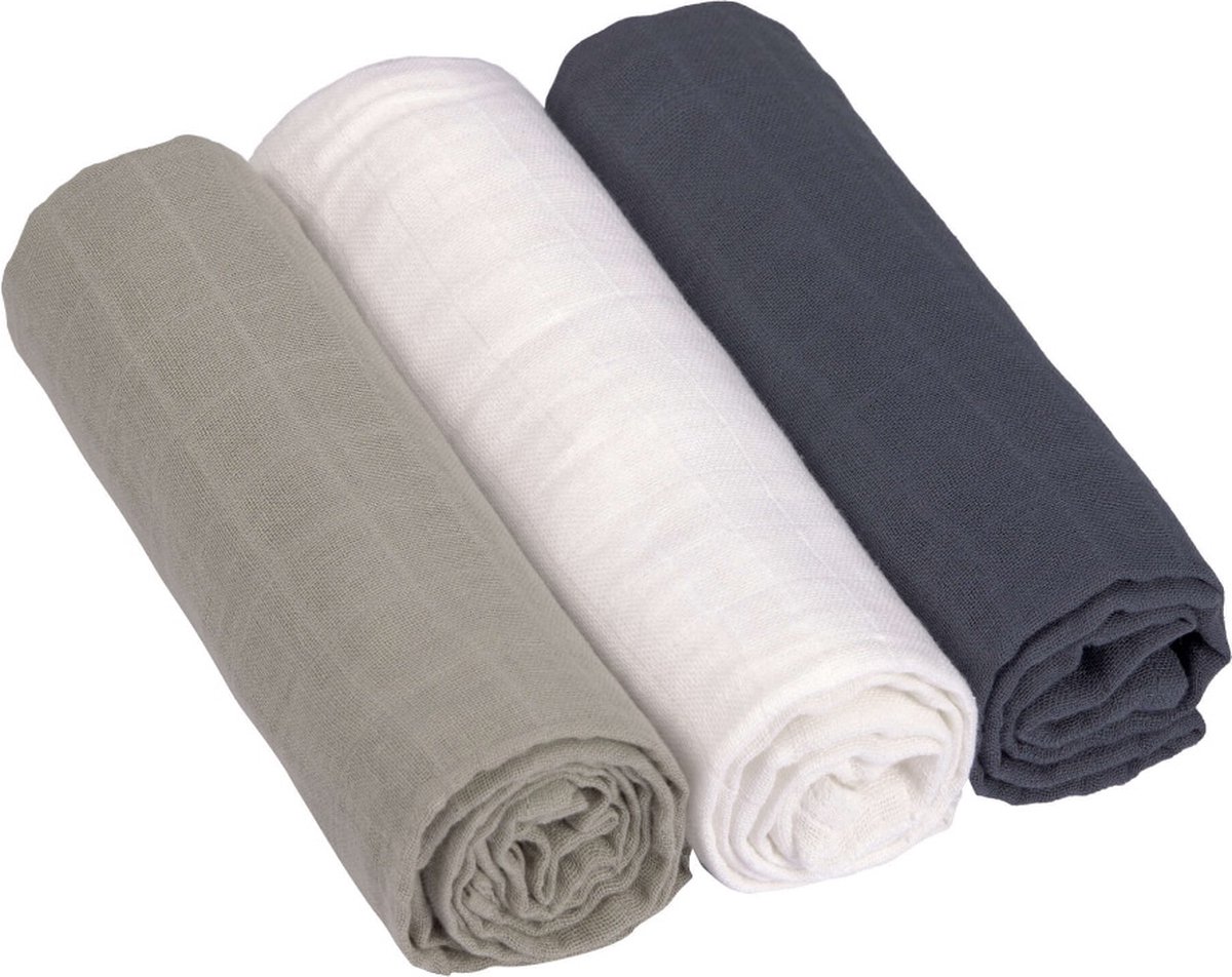 Couverture Bébé Lässig Lot De 3 - 85x85 Cm Coton Bio - Pour Emmaillotage, Change, Doudou