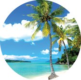 Sanders & Sanders zelfklevende behangcirkel tropisch landschap met palmbomen blauw en groen - 601129 - Ø 140 cm