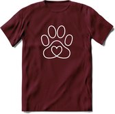 Love Paw - Katten T-Shirt Kleding Cadeau | Dames - Heren - Unisex | Kat / Dieren shirt | Grappig Verjaardag kado | Tshirt Met Print | - Burgundy - XL