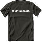 Kattenbaas - Katten T-Shirt Kleding Cadeau | Dames - Heren - Unisex | Kat / Dieren shirt | Grappig Verjaardag kado | Tshirt Met Print | - Donker Grijs - M