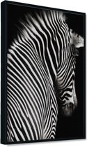 Akoestische panelen - Geluidsisolatie - Akoestische wandpanelen - Akoestisch schilderij AcousticPro® -  paneel met zebra op zwarte achtergrond - design 210 - Basic - 60X90 - zwart-