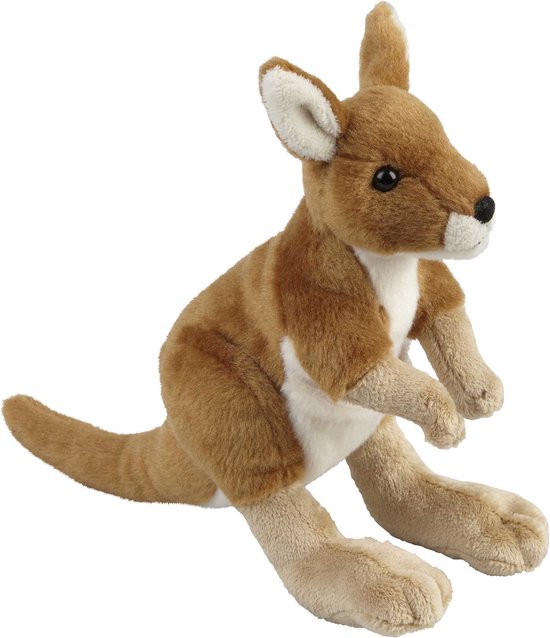 Kangaroo Pluche dier, 28 cm, lichtgrijs, moeder met kind, om te knuffelen, spelen en te slapen, cadeau voor kinderen, jongens en meisjes