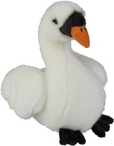 Pluche kleine knuffel dieren Witte Zwaan vogel van 18 cm - Speelgoed knuffels zwanen/vogels - Leuk als cadeau voor kinderen