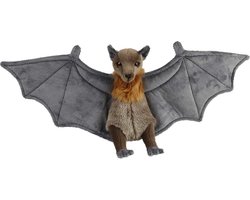 foto van Ravensden pluche vleermuis knuffeldier - grijs - 36 cm - Vleermuizen knuffels - Speelgoed voor kinderen