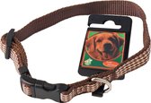 Boon Dog fashion nylon halsband verstelbaar 15 mm x 25-40 cm, ruit bruin.