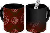 Magische Mok - Foto op Warmte Mokken - Koffiemok - Mandala - Design - Rood - Magic Mok - Beker - 350 ML - Theemok