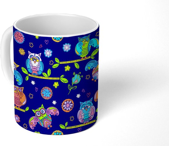 Mug - Tasse à café - Motif - Hibou - Branches - Mugs - 350 ML - Tasse - Tasses à café - Tasse à thé - Décoration Sinterklaas - Distribution de cadeaux pour enfants - Chaussures cadeaux Sinterklaas
