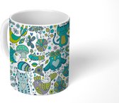 Mok - Koffiemok - Dieren - Patronen - Bloemen - Mokken - 350 ML - Beker - Koffiemokken - Theemok