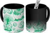 Magische Mok - Foto op Warmte Mokken - Koffiemok - Bloemen - Cactus - Patronen - Groen - Magic Mok - Beker - 350 ML - Theemok