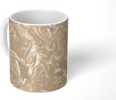 Mok - Bruin - Marmer print - Patronen - Verf - Mokken - 350 ML - Beker - Uitdeelcadeautjes