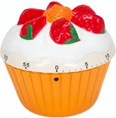 kookwekker cupcake 7,6 x 7,6 cm oranje/wit/rood