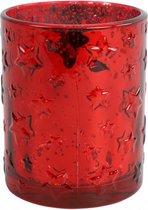 theelichthouder Kady 10 x 12,5 cm glas rood