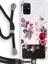Case Company® - Samsung Galaxy A51 4G hoesje met Koord - Mooie bloemen - Telefoonhoesje met Zwart Koord - Bescherming aan alle Kanten en Over de Schermrand