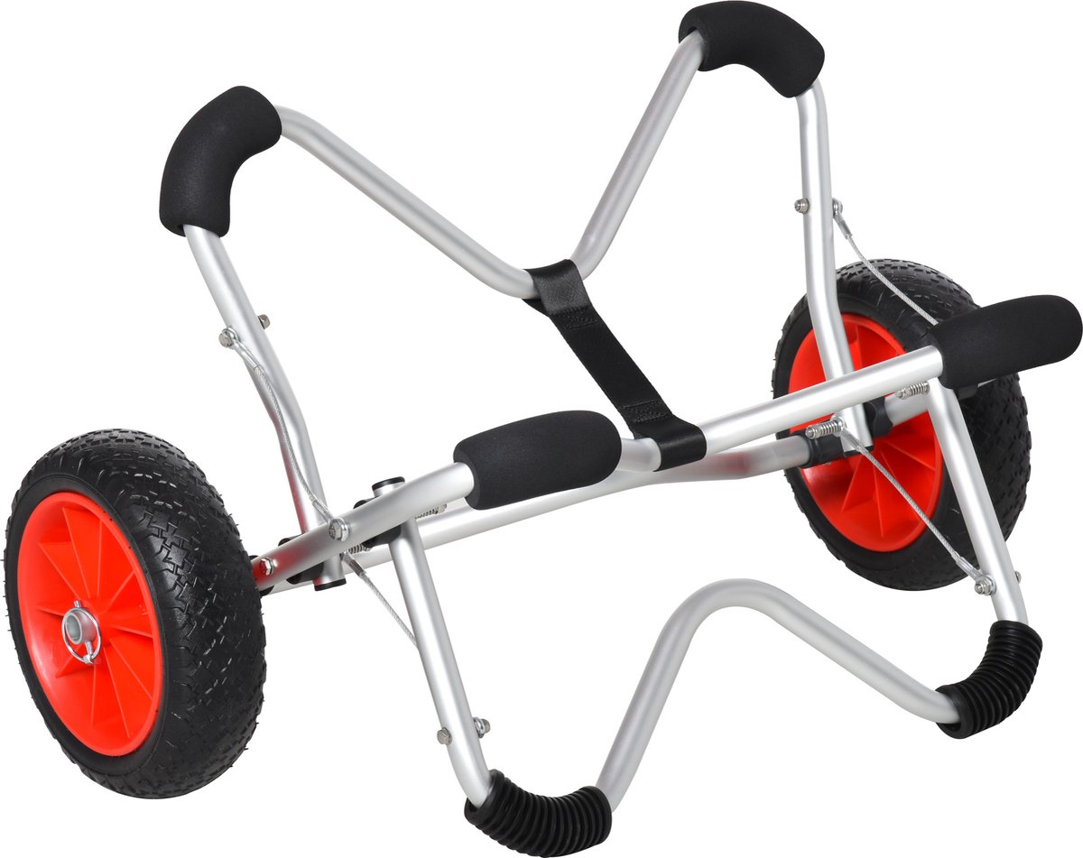 HOMCOM kajaktrailer aluminium boottrailer inklapbare transporttrailer PU-banden zilver 75 kg 75 x 43 x 46 cm