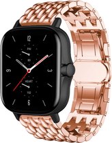 Stalen Smartwatch bandje - Geschikt voor  Amazfit GTS 2 stalen draak band - rosé goud - Strap-it Horlogeband / Polsband / Armband