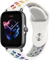 Siliconen Smartwatch bandje - Geschikt voor  Amazfit GTS 3 sport band - wit/kleurrijk - Strap-it Horlogeband / Polsband / Armband