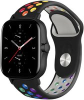 Strap-it Siliconen sport bandje - geschikt voor Xiaomi Amazfit GTS 1-2-3-4 - Mini / Amazfit Bip / Bip S / Bip Lite / Bip U Pro / Bip 3 / Amazfit GTR 42mm - zwart/kleurrijk