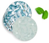 4 Luxe Glazen Onderzetters - Design Blauw Marmer Patroon - Rond