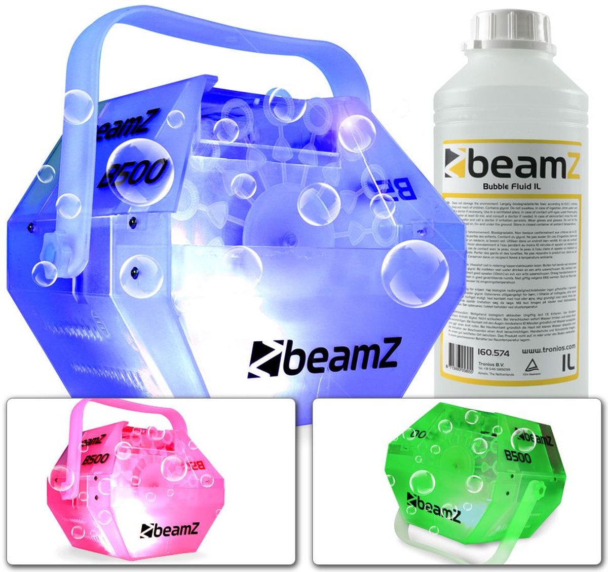 Bellenblaasmachine BeamZ B500LED bubble machine incl. 1 liter
