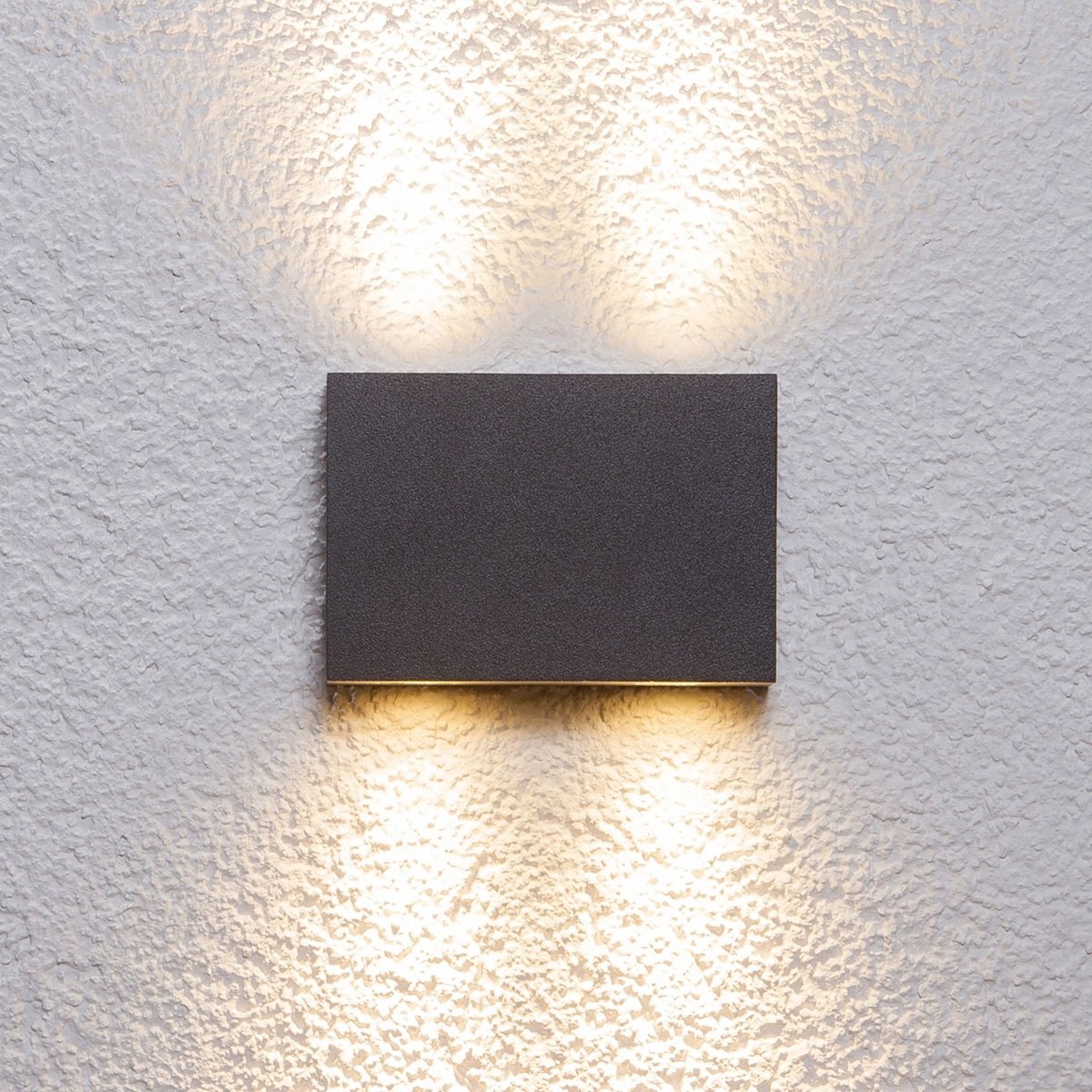 Lucande - LED wandlamp buiten - 4 lichts - aluminium - H: 9 cm - grafiet - Inclusief lichtbronnen