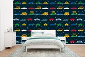 Behang - Fotobehang Patronen - Auto - Ruimte - Kind - Jongens - Kinderen - Kids - Breedte 435 cm x hoogte 260 cm