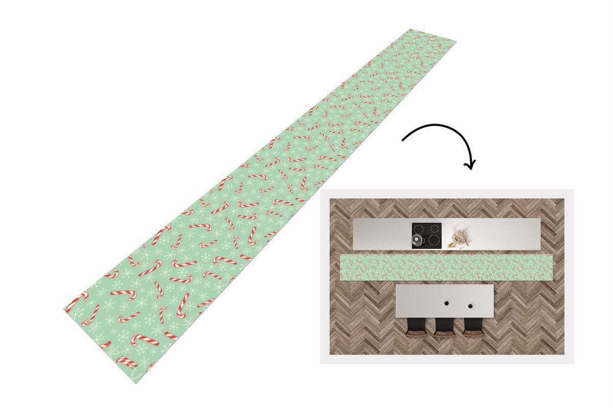 KitchenYeah Keukenloper - Keukenmat - Zuurstok - Kerst - Sneeuwvlok - Patronen - Keuken vloerkleed multicolor, foto 3