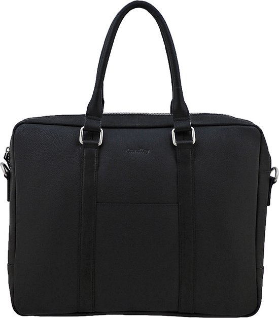 Landley Leren Unisex 15 inch Laptoptas - 15,6 inch - Dames en Heren - Leer - Zwart