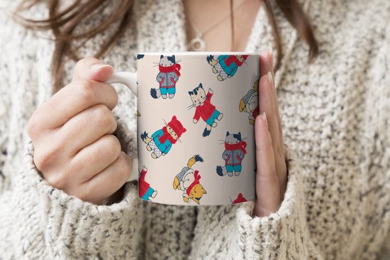 Tasse - Tasse à café - Hiver - Chat - Animaux - Motif - Tasses - 350 ML - Tasse - Tasses à café - Tasse à thé - Décoration Sinterklaas - Cadeaux pour enfants - Chaussures cadeaux Sinterklaas