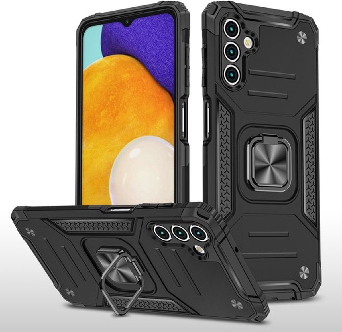 oTronica Backcover Geschikt Voor Samsung Galaxy A13 5G / A04s Hoesje – Met auto mount - Zwart
