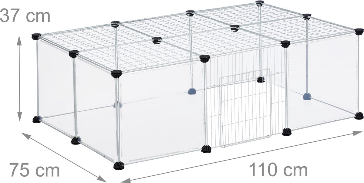 konijnenren - met dak - deur - 37 x 110 x 75 cm - binnen - buiten thumbnail 5