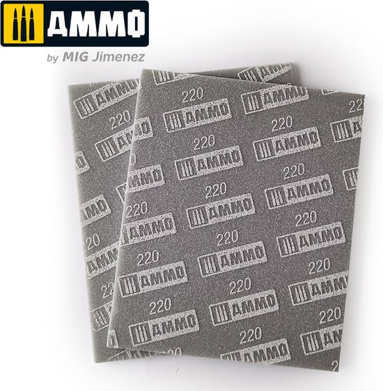 Foto: Ammo mig 8557 sanding sponge sheet 220 grit schuur papier blok of stick