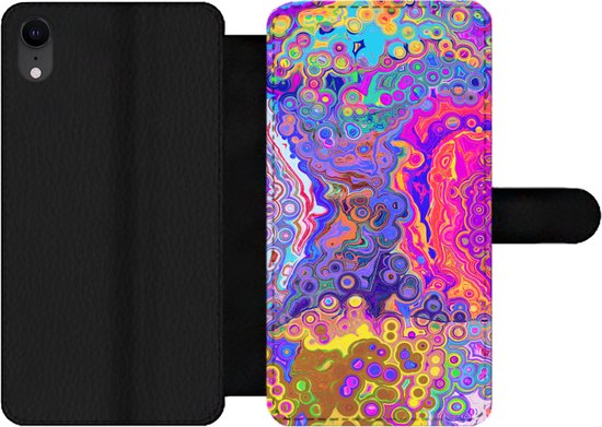 Étui pour téléphone iPhone XR Bookcase - Art - Formes - Couleur - Psychédélique - Avec compartiments - Étui portefeuille avec fermeture magnétique