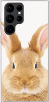 Telefoonhoesje Geschikt voor Samsung Galaxy S22 Ultra hoesje - Kinderen - Konijn - Kind - Meisjes - Jongens - Siliconen Telefoonhoesje