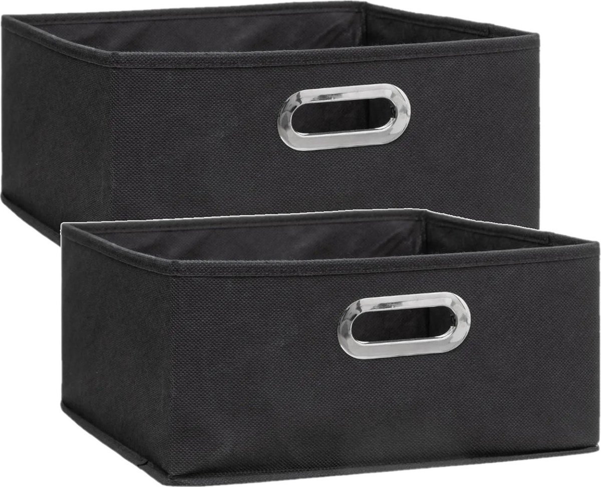 5Five Opbergmand/kastmand - Set van 4x stuks - donkergrijs - linnen - 14 liter - 31 x 31 x 15 cm - Opbergbox - Vakkenkast manden
